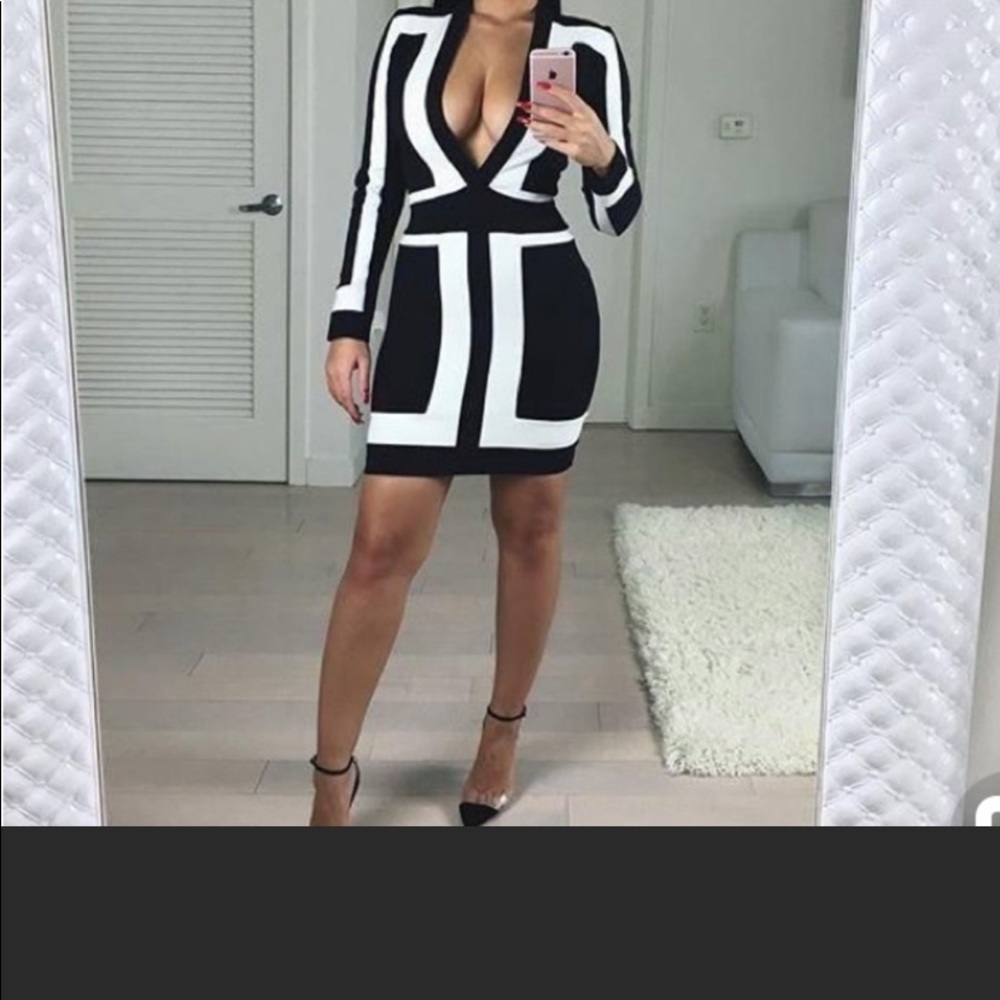Fashion Nova Black & White Bodycon Dress